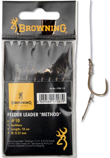 Browning Feeder Method Vorfachhaken mit Boilie-Nadel Bronze Vorfach 10cm
