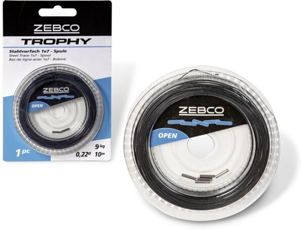 Zebco Trophy Stahlvorfach 1x7 - Spule 10m