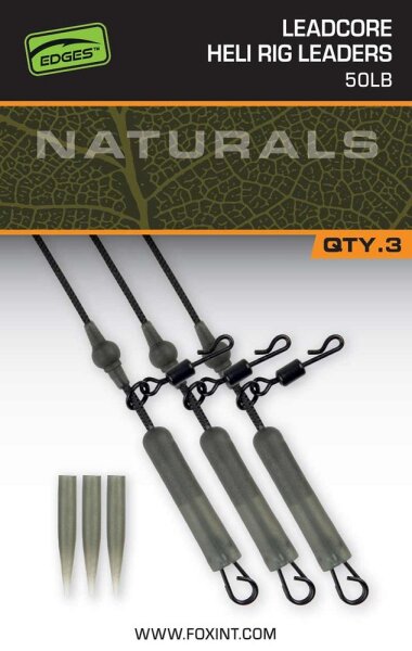Fox Naturals Leadcore Heli Rig Leaders 50LB