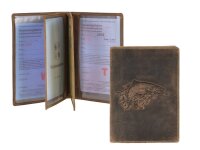 Ausweisetui Leder 12x16cm 3teilig mit Fisch-Prägung "Vintage" antikbraun Forelle