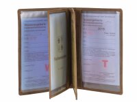 Ausweisetui Leder 12x16cm 3teilig mit Fisch-Prägung "Vintage" antikbraun Forelle