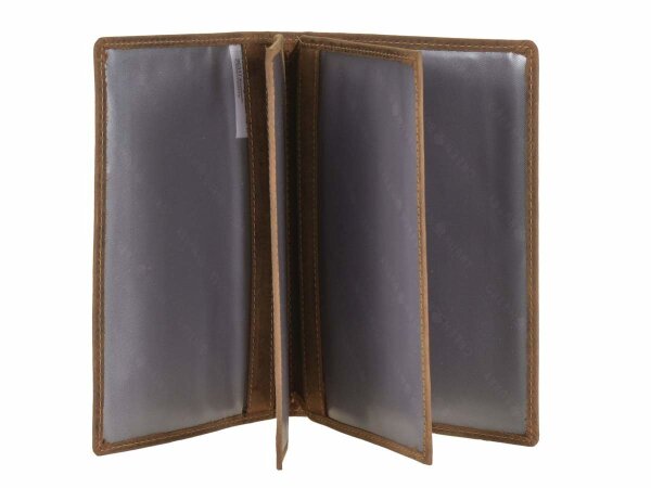 Ausweisetui Leder 12x16cm 3teilig mit Fisch-Prägung "Vintage" antikbraun Wels