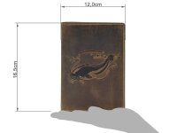 Ausweisetui Leder 12x16cm 3teilig mit Fisch-Prägung "Vintage" antikbraun Wels