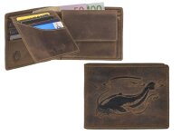 Leder Geldbörse 12x9cm mit Fisch "Vintage"...