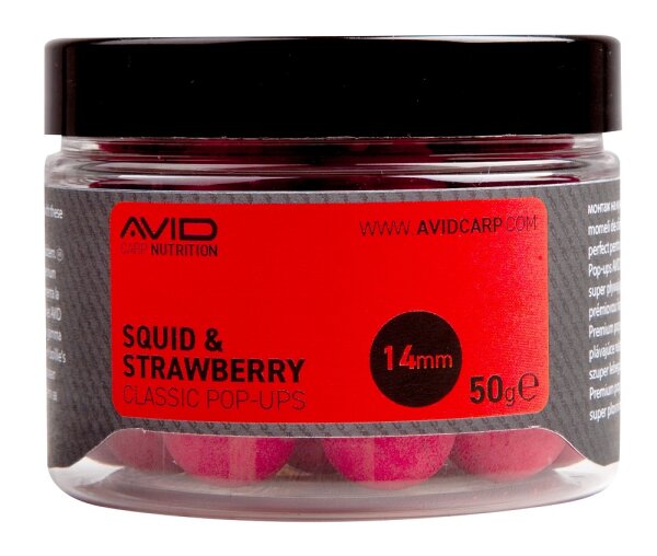 Avid Carp Squid & Strawberry Classic Pop Ups 14mm 50g