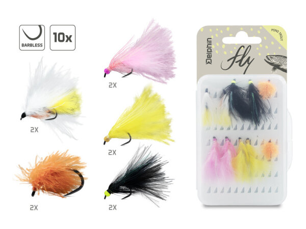 Delphin FLY Set künstl Fliegen 10 Stk Pond trout